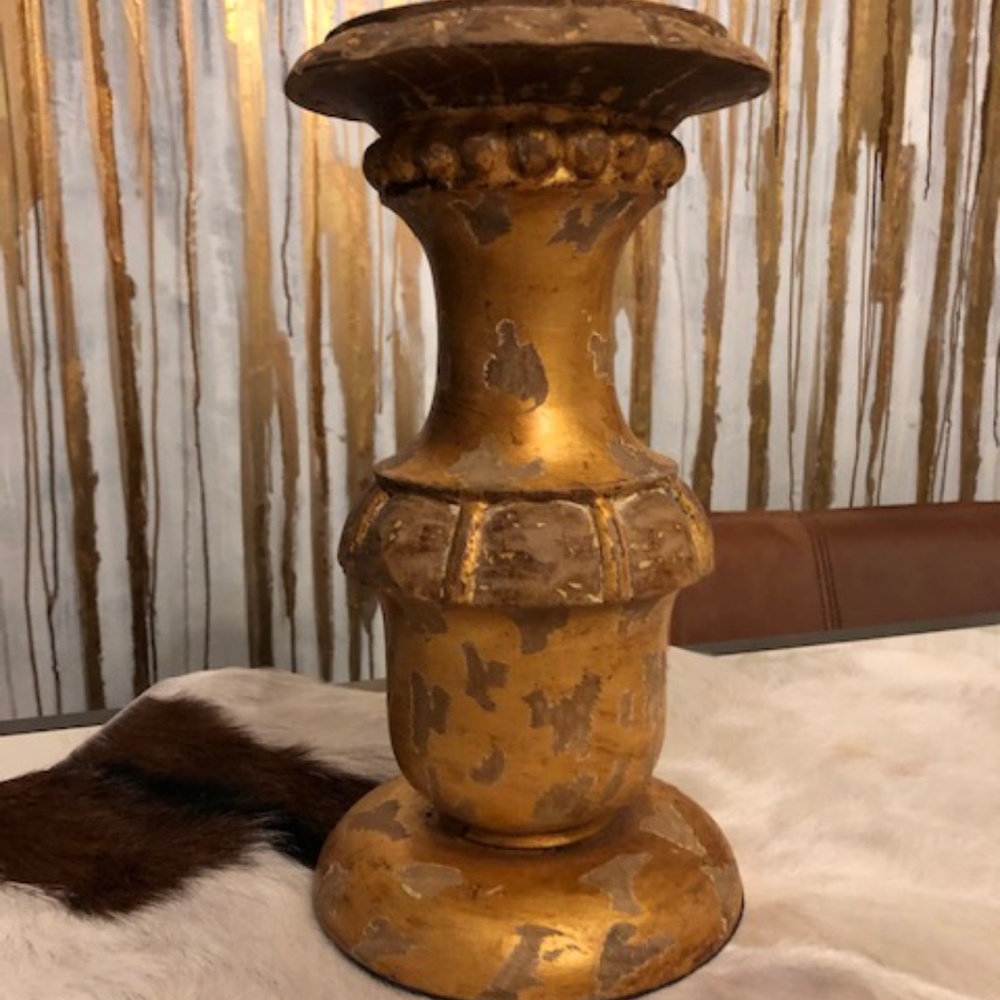 Gold wood Candle Holder